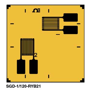 Dual Element, 90º Biaxial Rosette Strain Gauges | SGD-3/120-RYB21
