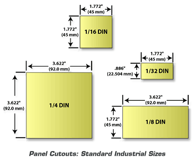 Tamaños para controladores de temperatura DIN estándar